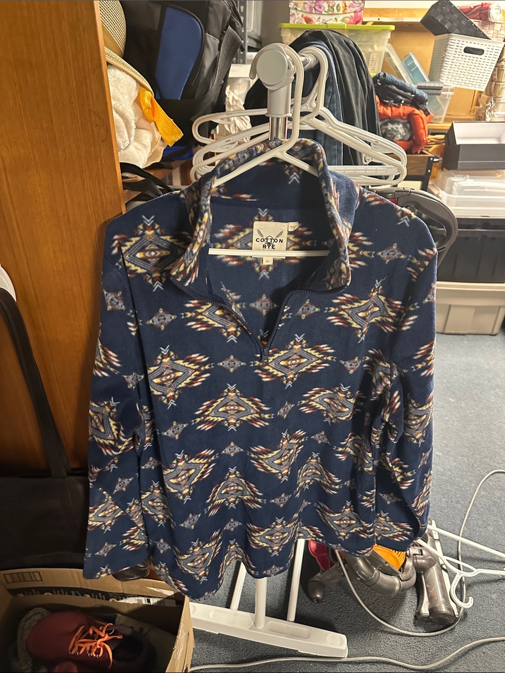 Women’s Navy Aztec Quarter-Zip Pullover Shirt